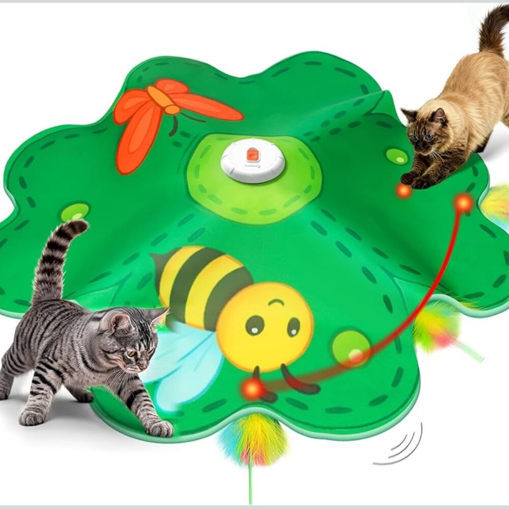 Rechargeable Cat Toys, 2 in 1 Hide and Seek Game Interactive Cat Toy, Movable LE